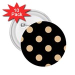 Polka Dots - Sunset Orange on Black 2.25  Button (10 pack)