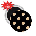 Polka Dots - Sunset Orange on Black 2.25  Magnet (100 pack)