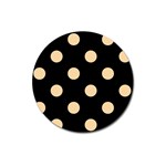 Polka Dots - Sunset Orange on Black Magnet 3  (Round)
