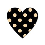 Polka Dots - Sunset Orange on Black Magnet (Heart)