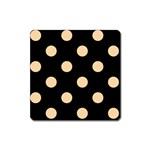 Polka Dots - Sunset Orange on Black Magnet (Square)