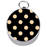 Polka Dots - Sunset Orange on Black Silver Compass