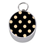Polka Dots - Sunset Orange on Black Silver Compass (Mini)