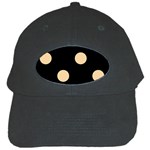 Polka Dots - Sunset Orange on Black Black Cap