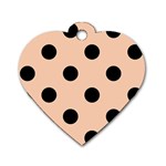 Polka Dots - Black on Apricot Orange Dog Tag Heart (One Side)