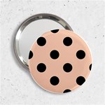 Polka Dots - Black on Apricot Orange 2.25  Handbag Mirror