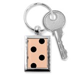 Polka Dots - Black on Apricot Orange Key Chain (Rectangle)