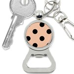 Polka Dots - Black on Apricot Orange Bottle Opener Key Chain