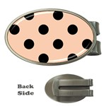 Polka Dots - Black on Apricot Orange Money Clip (Oval)