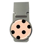 Polka Dots - Black on Apricot Orange Money Clip (Round)