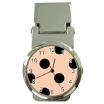Polka Dots - Black on Apricot Orange Money Clip Watch