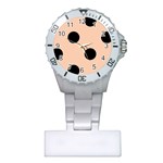 Polka Dots - Black on Apricot Orange Nurses Watch
