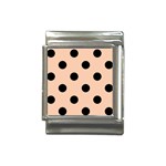 Polka Dots - Black on Apricot Orange Italian Charm (13mm)