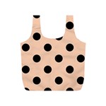 Polka Dots - Black on Apricot Orange Full Print Recycle Bag (S)