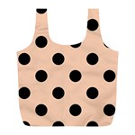Polka Dots - Black on Apricot Orange Full Print Recycle Bag (L)