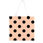 Polka Dots - Black on Apricot Orange Grocery Light Tote Bag
