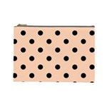Polka Dots - Black on Apricot Orange Cosmetic Bag (L)