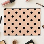 Polka Dots - Black on Apricot Orange Cosmetic Bag (XL)
