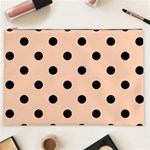 Polka Dots - Black on Apricot Orange Cosmetic Bag (XXL)