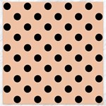 Polka Dots - Black on Apricot Orange Canvas 16  x 16 