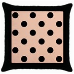 Polka Dots - Black on Apricot Orange Throw Pillow Case (Black)