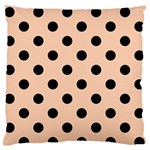 Polka Dots - Black on Apricot Orange Large Flano Cushion Case (One Side)