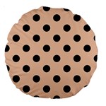 Polka Dots - Black on Apricot Orange Large 18  Premium Round Cushion