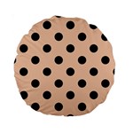 Polka Dots - Black on Apricot Orange Standard 15  Premium Round Cushion