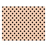Polka Dots - Black on Apricot Orange Double Sided Flano Blanket (Large)