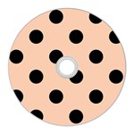 Polka Dots - Black on Apricot Orange CD Wall Clock