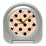 Polka Dots - Black on Apricot Orange Desk Alarm Clock