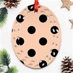 Polka Dots - Black on Apricot Orange Ornament (Bell) Ornament (Oval Filigree)