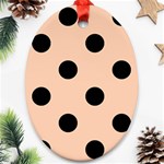 Polka Dots - Black on Apricot Orange Oval Ornament (Two Sides)