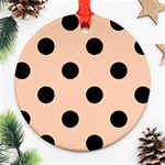 Polka Dots - Black on Apricot Orange Ornament (Round)