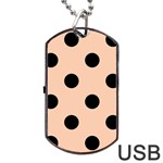 Polka Dots - Black on Apricot Orange Dog Tag USB Flash (Two Sides)
