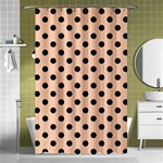Polka Dots - Black on Apricot Orange Shower Curtain 48  x 72  (Small)