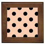 Polka Dots - Black on Apricot Orange Framed Tile