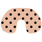 Polka Dots - Black on Apricot Orange Travel Neck Pillow