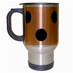 Polka Dots - Black on Apricot Orange Travel Mug (Silver Gray)