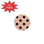 Polka Dots - Black on Apricot Orange 1  Mini Button (10 pack)