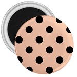 Polka Dots - Black on Apricot Orange 3  Magnet