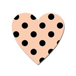 Polka Dots - Black on Apricot Orange Magnet (Heart)