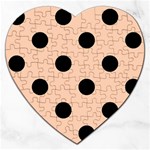 Polka Dots - Black on Apricot Orange Jigsaw Puzzle (Heart)