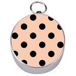 Polka Dots - Black on Apricot Orange Silver Compass