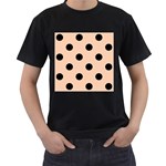 Polka Dots - Black on Apricot Orange Men s T-Shirt (Black)