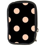 Polka Dots - Apricot Orange on Black Compact Camera Leather Case