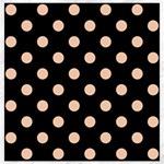 Polka Dots - Apricot Orange on Black Canvas 16  x 16 