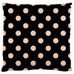Polka Dots - Apricot Orange on Black Large Cushion Case (One Side)
