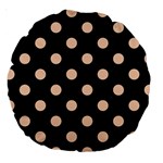 Polka Dots - Apricot Orange on Black Large 18  Premium Round Cushion
