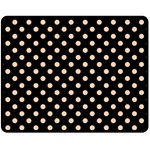 Polka Dots - Apricot Orange on Black Fleece Blanket (Medium) (One Side)